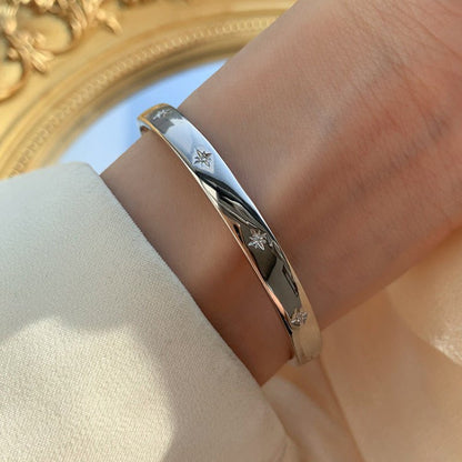 Starry Wide Open Cuff Bracelet for Women – Chic, Elegant, Luxury Metal Bracelet - STAR8S