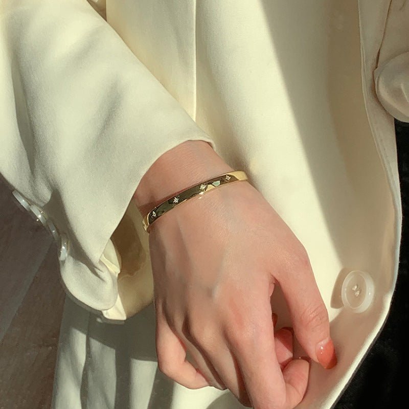 Starry Wide Open Cuff Bracelet for Women – Chic, Elegant, Luxury Metal Bracelet - STAR8S