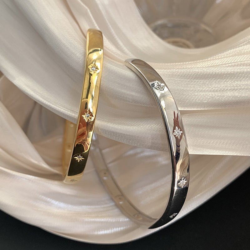 Starry Wide Open Cuff Bracelet for Women – Chic, Elegant, Luxury Metal Bracelet - STAR8S