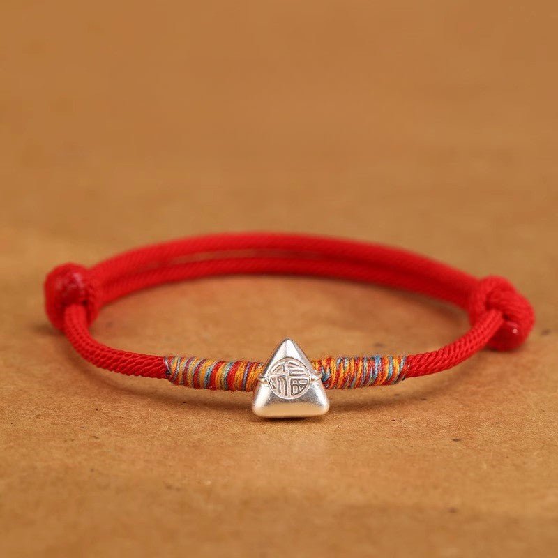 sterling Silver Red String Bracelet - Handmade Colorful Woven Bracelet for Child Adult – Traditional Festival - STAR8S