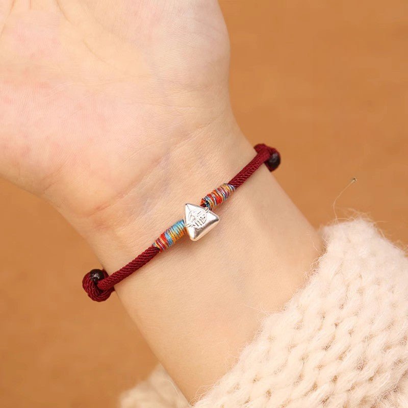 sterling silver red string bracelet - handmade colorful woven bracelet for child adult – traditional festival - star8s