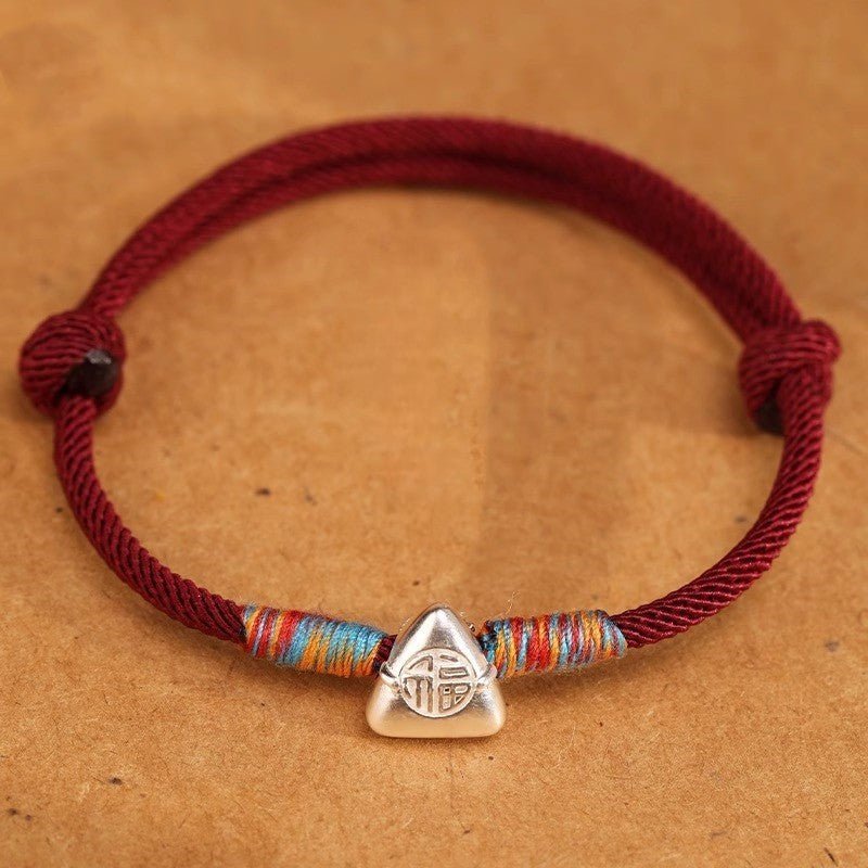 sterling Silver Red String Bracelet - Handmade Colorful Woven Bracelet for Child Adult – Traditional Festival - STAR8S