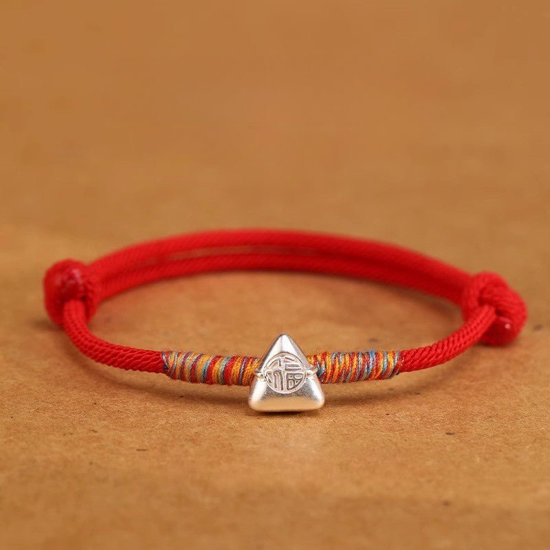 sterling Silver Red String Bracelet - Handmade Colorful Woven Bracelet for Child Adult – Traditional Festival - STAR8S