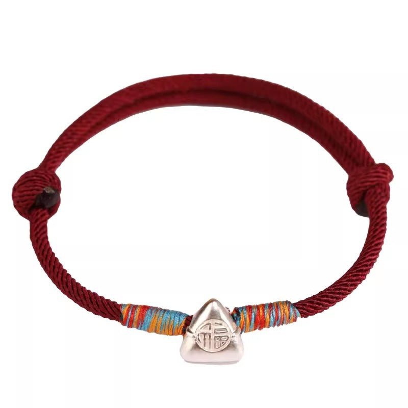 sterling Silver Red String Bracelet - Handmade Colorful Woven Bracelet for Child Adult – Traditional Festival - STAR8S