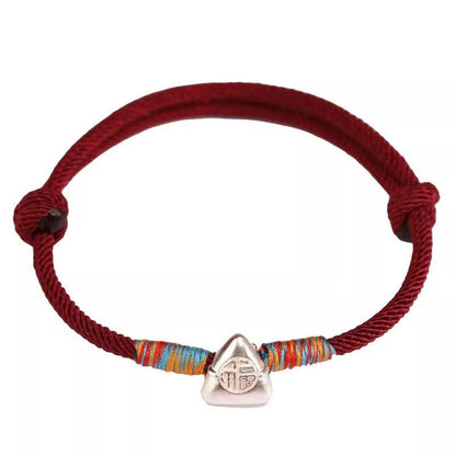 sterling Silver Red String Bracelet - Handmade Colorful Woven Bracelet for Child Adult – Traditional Festival - STAR8S