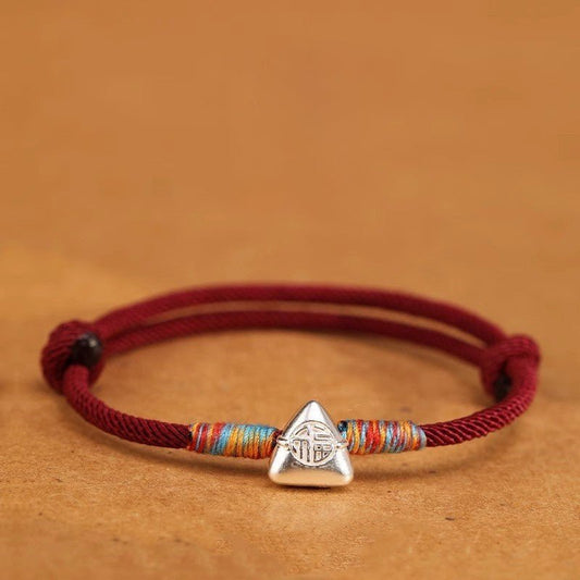 sterling Silver Red String Bracelet - Handmade Colorful Woven Bracelet for Child Adult – Traditional Festival - STAR8S