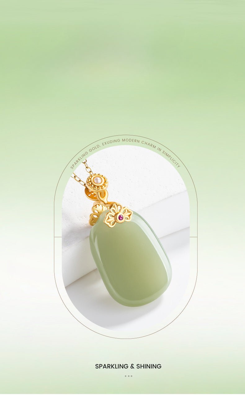 Stylish & Elegant Inlaid Jade Pendant: Hetian Jade Safe S925 Unisex | STAR8S