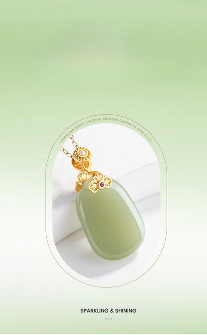 Stylish & Elegant Inlaid Jade Pendant: Hetian Jade Safe S925 Unisex | STAR8S