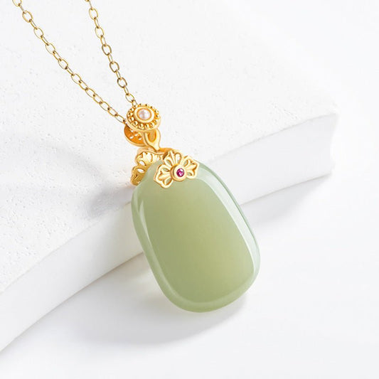 Stylish & Elegant Inlaid Jade Pendant: Hetian Jade Safe S925 Unisex | STAR8S