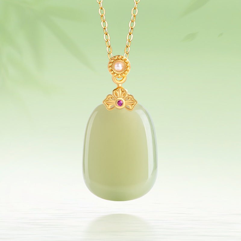 Stylish & Elegant Inlaid Jade Pendant: Hetian Jade Safe S925 Unisex | STAR8S