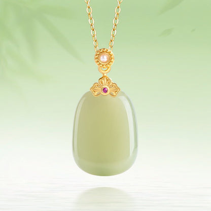 Stylish & Elegant Inlaid Jade Pendant: Hetian Jade Safe S925 Unisex | STAR8S