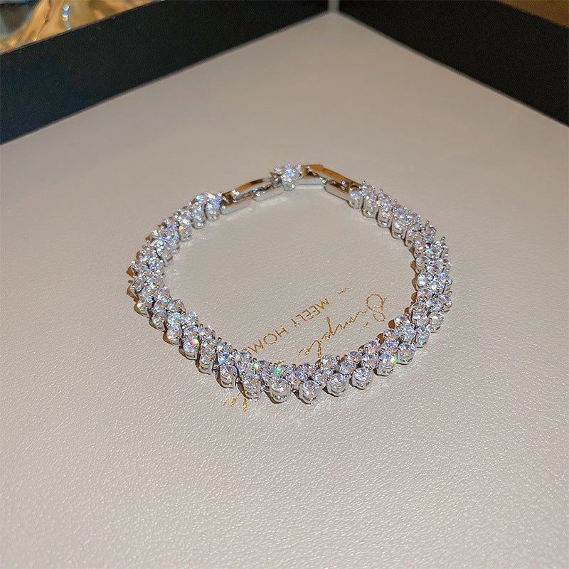 super sparkling zircon inlay snap bracelet luxury, and elegant design for women - star8s