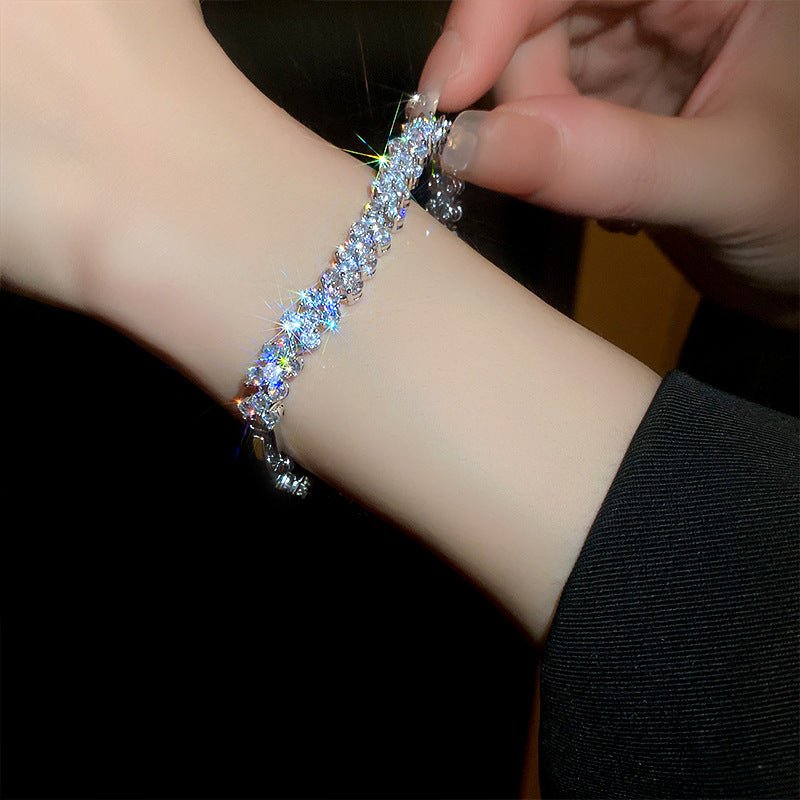 super sparkling zircon inlay snap bracelet luxury, and elegant design for women - star8s