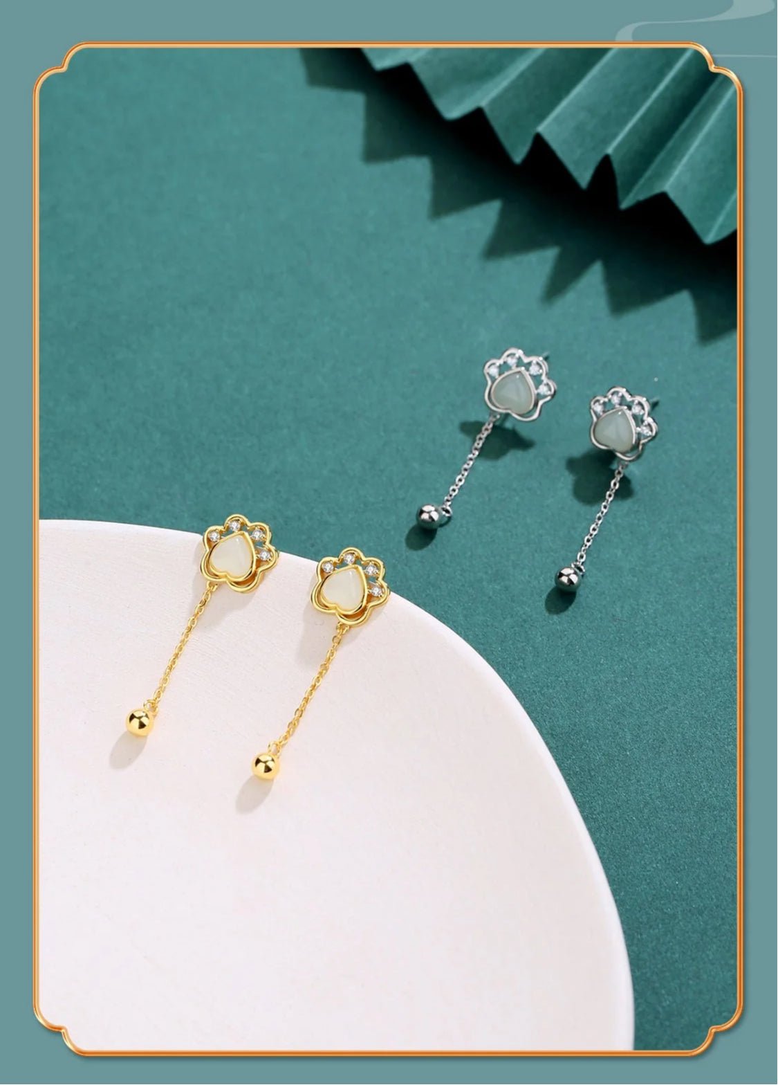 Sweet Women's Jade Earrings: Hetian Jade Cat Claw 925 Silver | STAR8S - STAR8S