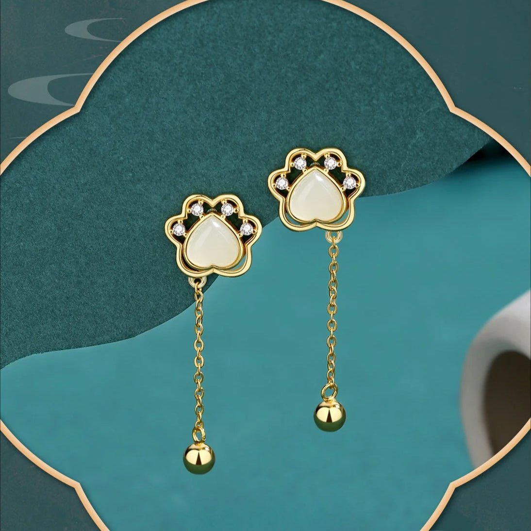 Sweet Women's Jade Earrings: Hetian Jade Cat Claw 925 Silver | STAR8S - STAR8S