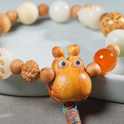 Top - Quality 18 - Seed Multi - Treasure Bodhi Bracelet with Cat Pendant Sandalwood Prayer Beads - STAR8S