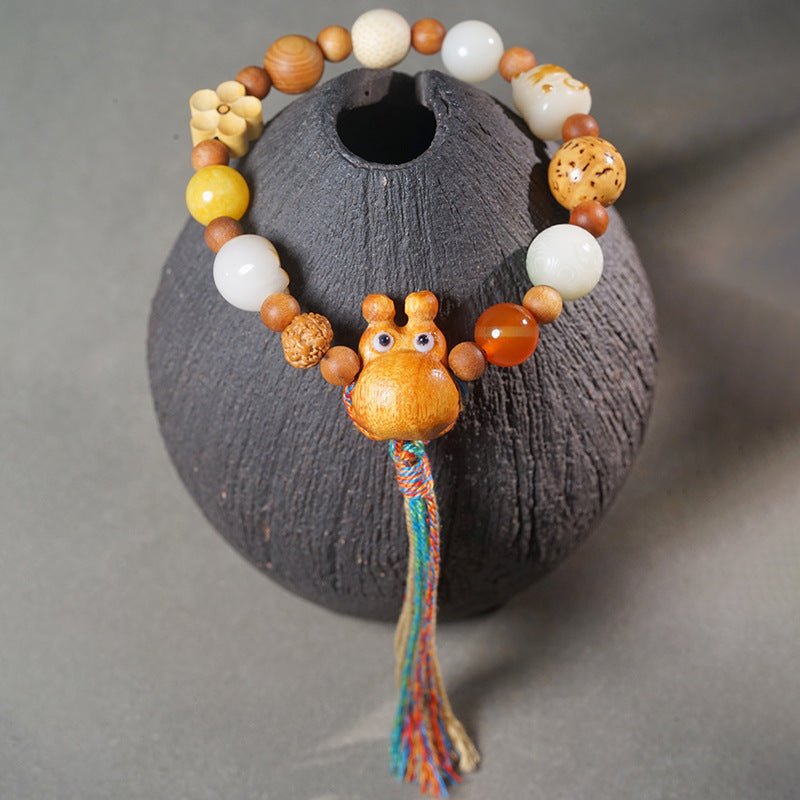 top - quality 18 - seed multi - treasure bodhi bracelet with cat pendant sandalwood prayer beads - star8s