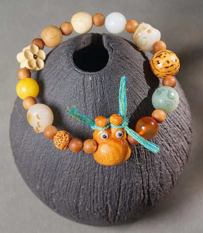 Top - Quality 18 - Seed Multi - Treasure Bodhi Bracelet with Cat Pendant Sandalwood Prayer Beads - STAR8S