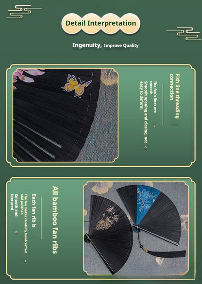 Traditional Chinese Fan - Elegant Bamboo Handheld Fan for Women | Chinese Wind Classical Folding Fan - STAR8S