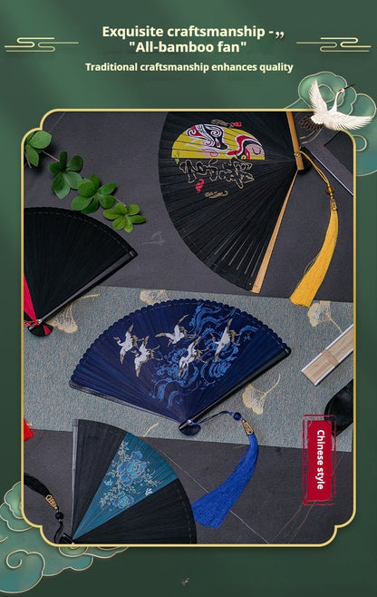 Traditional Chinese Fan - Elegant Bamboo Handheld Fan for Women | Chinese Wind Classical Folding Fan - STAR8S