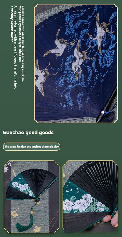 Traditional Chinese Fan - Elegant Bamboo Handheld Fan for Women | Chinese Wind Classical Folding Fan - STAR8S
