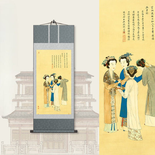 Traditional Chinese Painting: Tang Yin’s Shu Palace Prostitute Scroll HD print | STAR8S