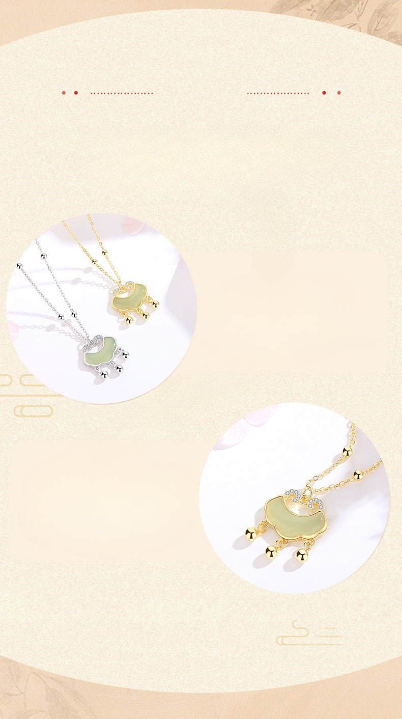 Traditional Necklace with Jade Pendant - 925 Silver Hetian Longevity Lock | STAR8S