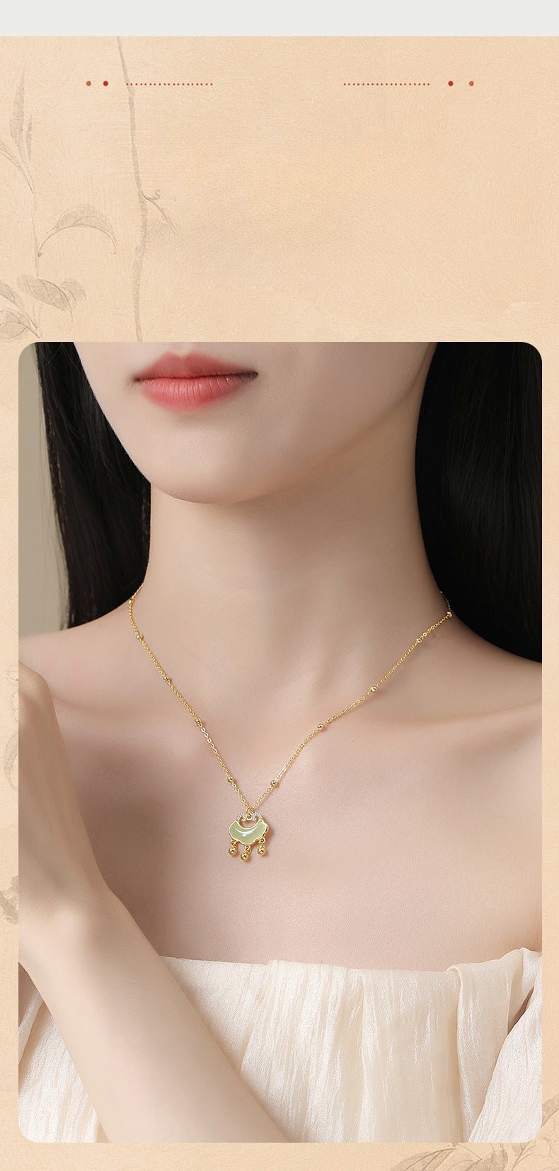 Traditional Necklace with Jade Pendant - 925 Silver Hetian Longevity Lock | STAR8S