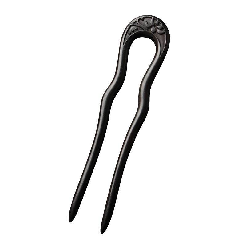 U - shaped Double - Prong Wood Hairpin for Vintage & Modern Styling - STAR8S