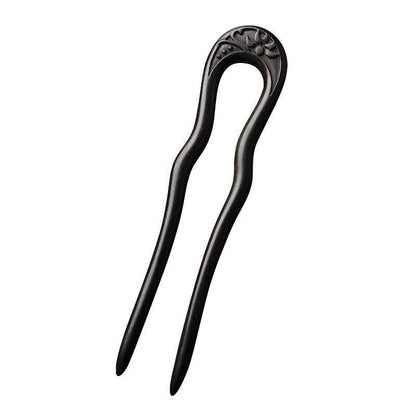 U - shaped Double - Prong Wood Hairpin for Vintage & Modern Styling - STAR8S