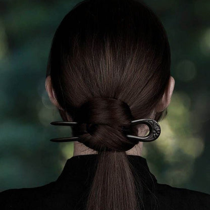 U - shaped Double - Prong Wood Hairpin for Vintage & Modern Styling - STAR8S