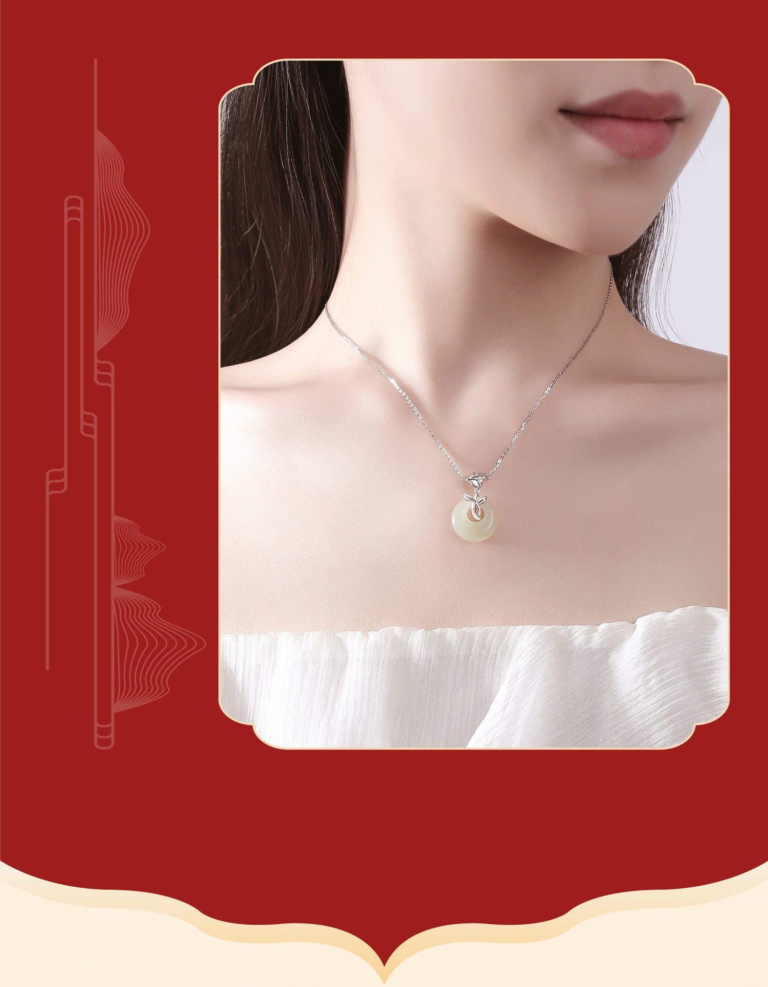 Unique Jade Necklace Jewelry: Rose Safety Disc Hetian Jade Collarbone Chain | STAR8S