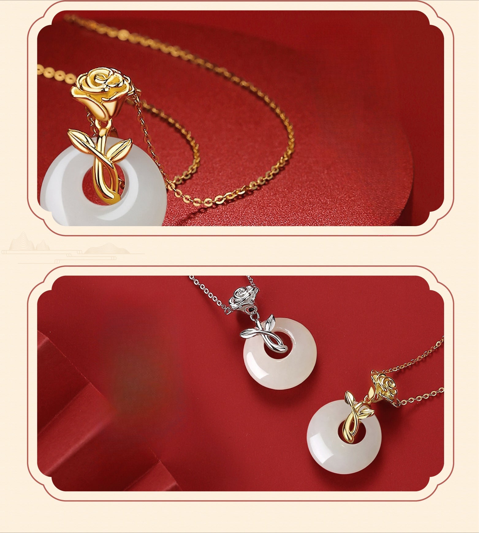 Unique Jade Necklace Jewelry: Rose Safety Disc Hetian Jade Collarbone Chain | STAR8S