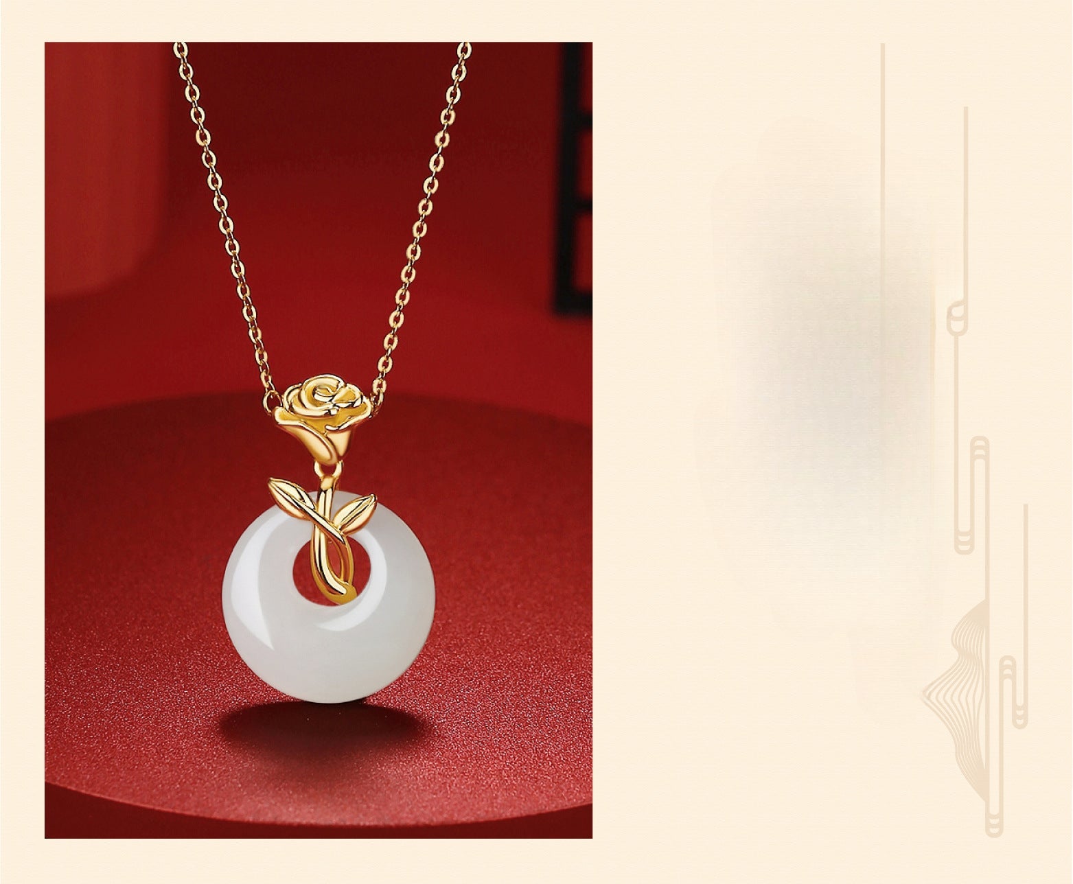 Unique Jade Necklace Jewelry: Rose Safety Disc Hetian Jade Collarbone Chain | STAR8S