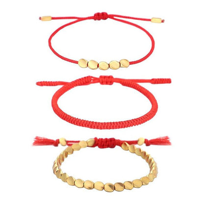 Unisex Copper Bead Red String Bracelet with Creative Tassels – Adjustable Friendship Handcrafted Bracelet - STAR8S