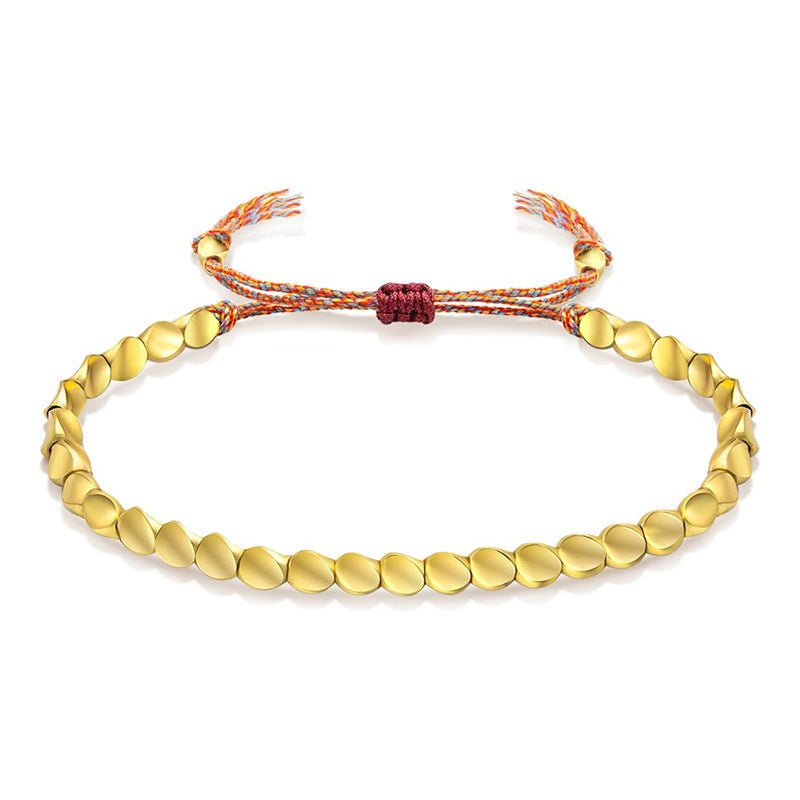Unisex Copper Bead Red String Bracelet with Creative Tassels – Adjustable Friendship Handcrafted Bracelet - STAR8S