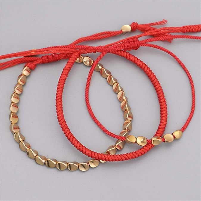 Unisex Copper Bead Red String Bracelet with Creative Tassels – Adjustable Friendship Handcrafted Bracelet - STAR8S