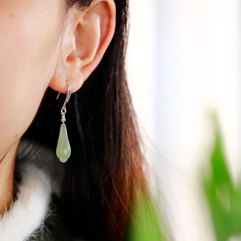 vintage chinese style tassel drop earrings for slimming effect jade earrings - star8s