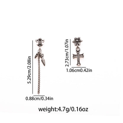 Vintage Gothic Cross Earrings – Punk Tassel Asymmetrical Stud Jewelry for Women - STAR8S