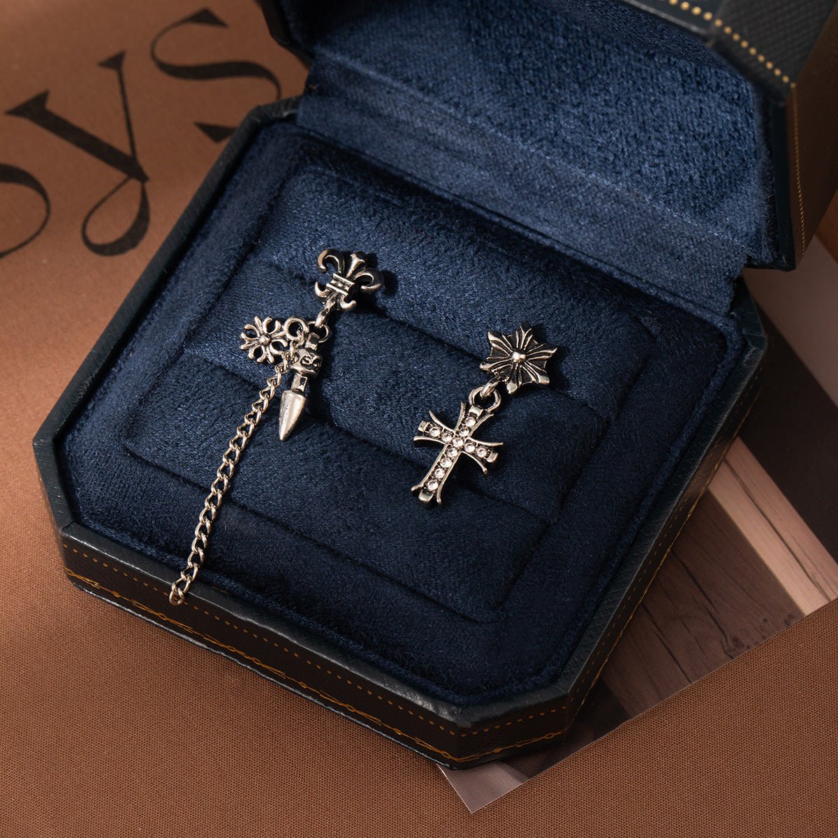 Vintage Gothic Cross Earrings – Punk Tassel Asymmetrical Stud Jewelry for Women - STAR8S