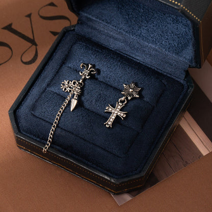 Vintage Gothic Cross Earrings – Punk Tassel Asymmetrical Stud Jewelry for Women - STAR8S