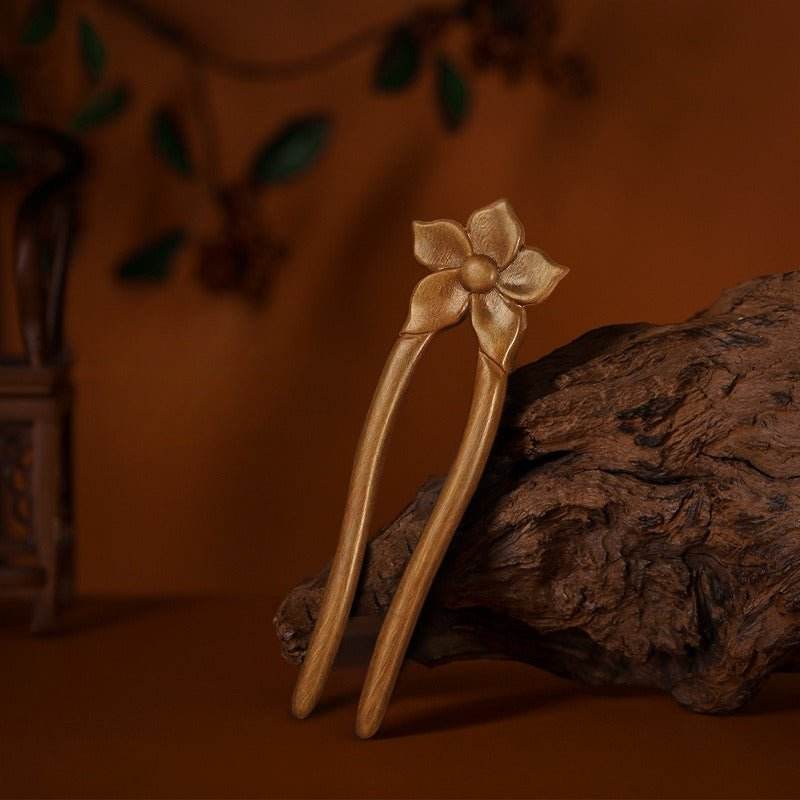 vintage handmade wooden hairpin for ethnic bun minimalist style - star8s