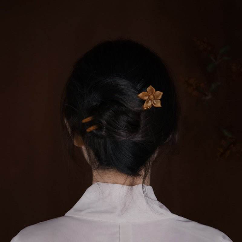 vintage handmade wooden hairpin for ethnic bun minimalist style - star8s