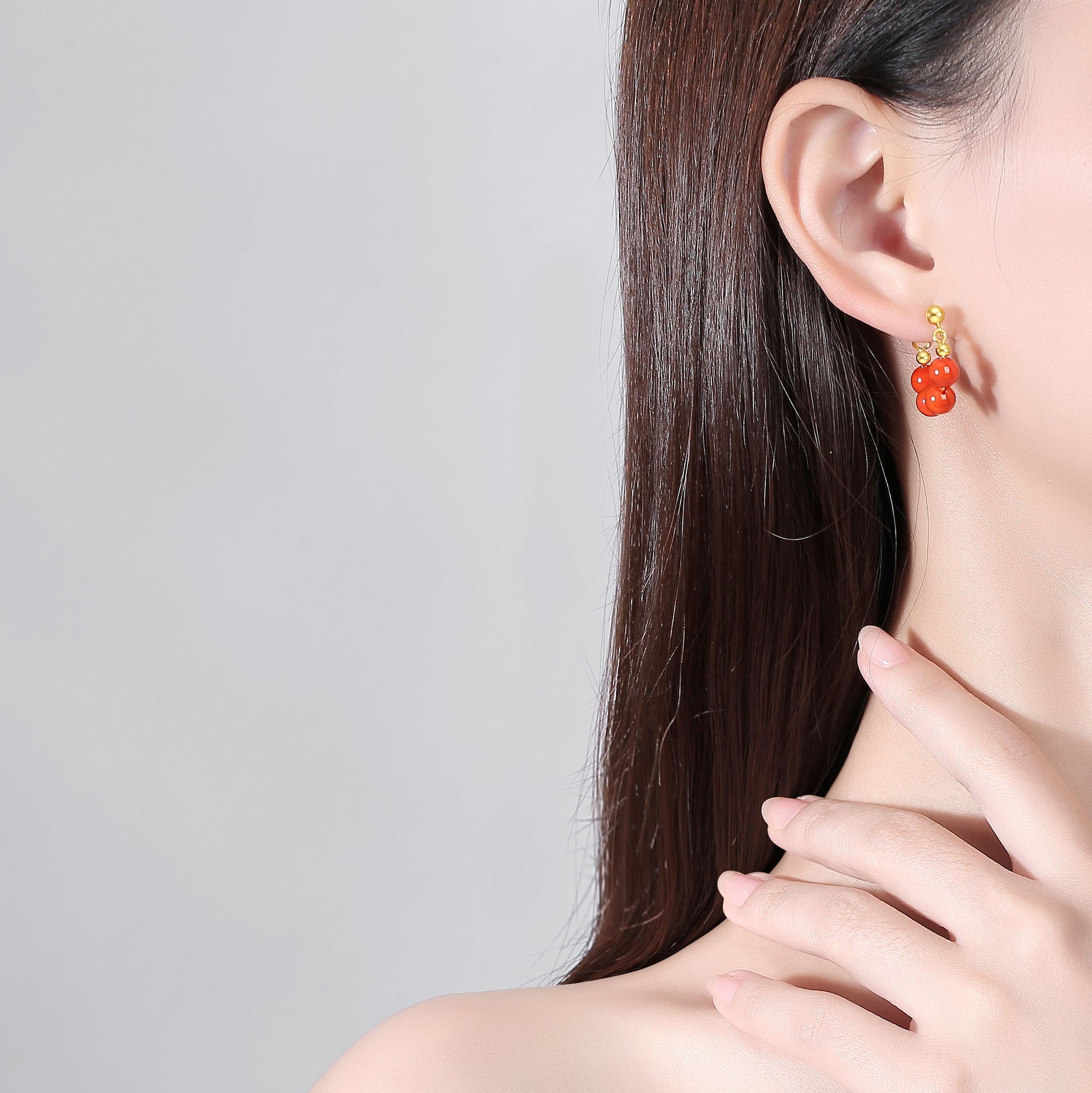 Vintage Hetian Jade Earrings – 925 Silver Gold Hoop, Short Minimalist Design - STAR8S