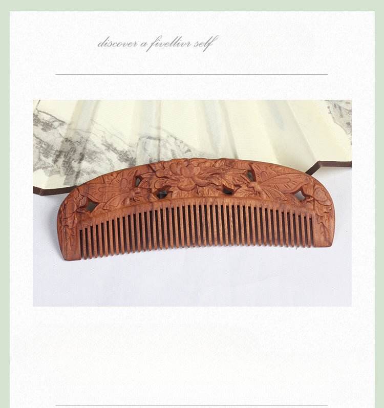 Vintage Sandalwood Carved Tassel Comb Perfect Gift for Girlfriend’s Birthday - STAR8S