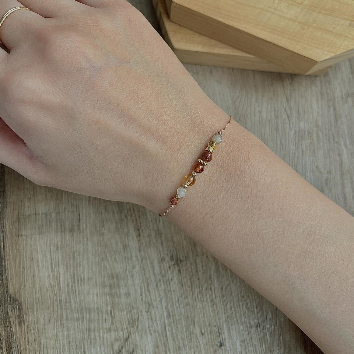 wealth & prosperity red string bracelet - citrine & goldstone for good luck - star8s