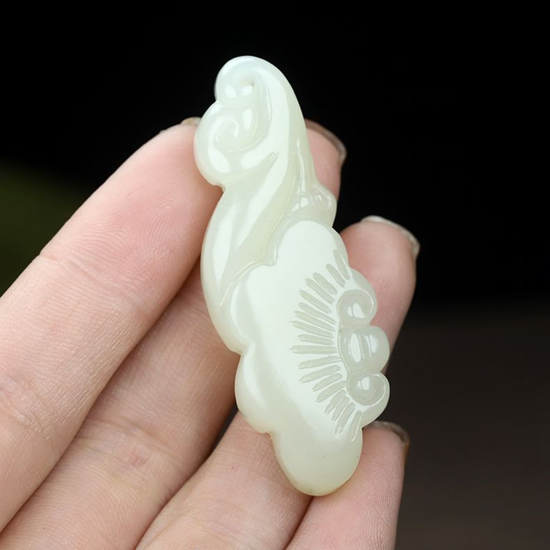 White Hetian Jade Ruyi Necklace Pendant 🐉 | Elegant Jade Necklace for Good Luck & Protection ✨ - STAR8S