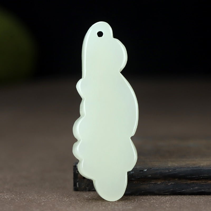 white hetian jade ruyi necklace pendant 🐉 | elegant jade necklace for good luck & protection ✨ - star8s