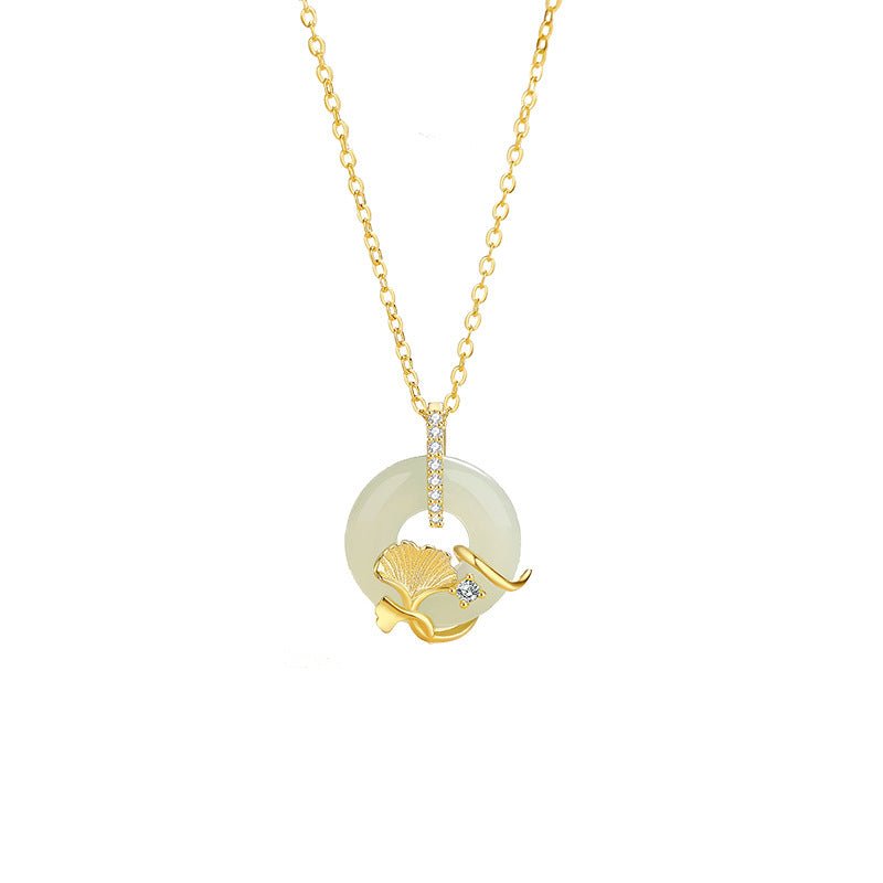 women's jade necklaces - 925 silver hetian safety disc ginkgo | star8s