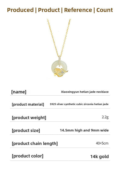 Women's Jade Necklaces - 925 Silver Hetian Safety Disc Ginkgo | STAR8S